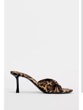 Zara Leopard Knot Mule Heels - Brown & Black sz 9